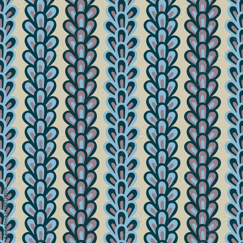 A seamless vector pattern with vertical stripes made of leaves. Surface print design.