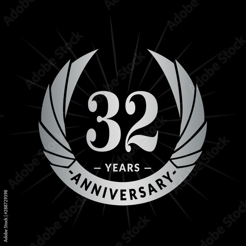 32 years anniversary celebration logotype. Elegant anniversary design. Thirty-two years logo.