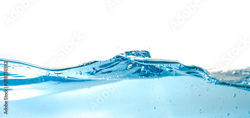 Water Wave bubbles air and splash isolated over white background. Blue water wave abstract background isolated on white