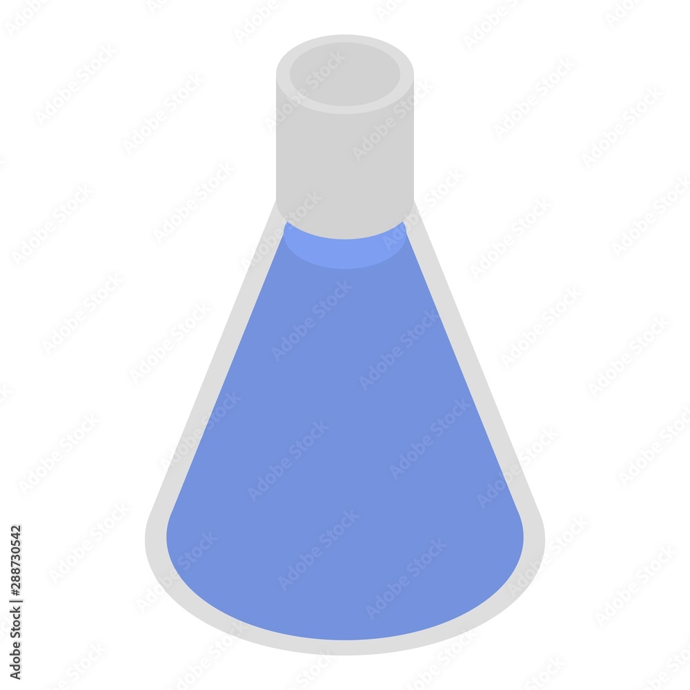 Blue flask icon. Isometric of blue flask vector icon for web design isolated on white background Blue flask icon. Isometric of blue flask vector icon for web design isolated on white background