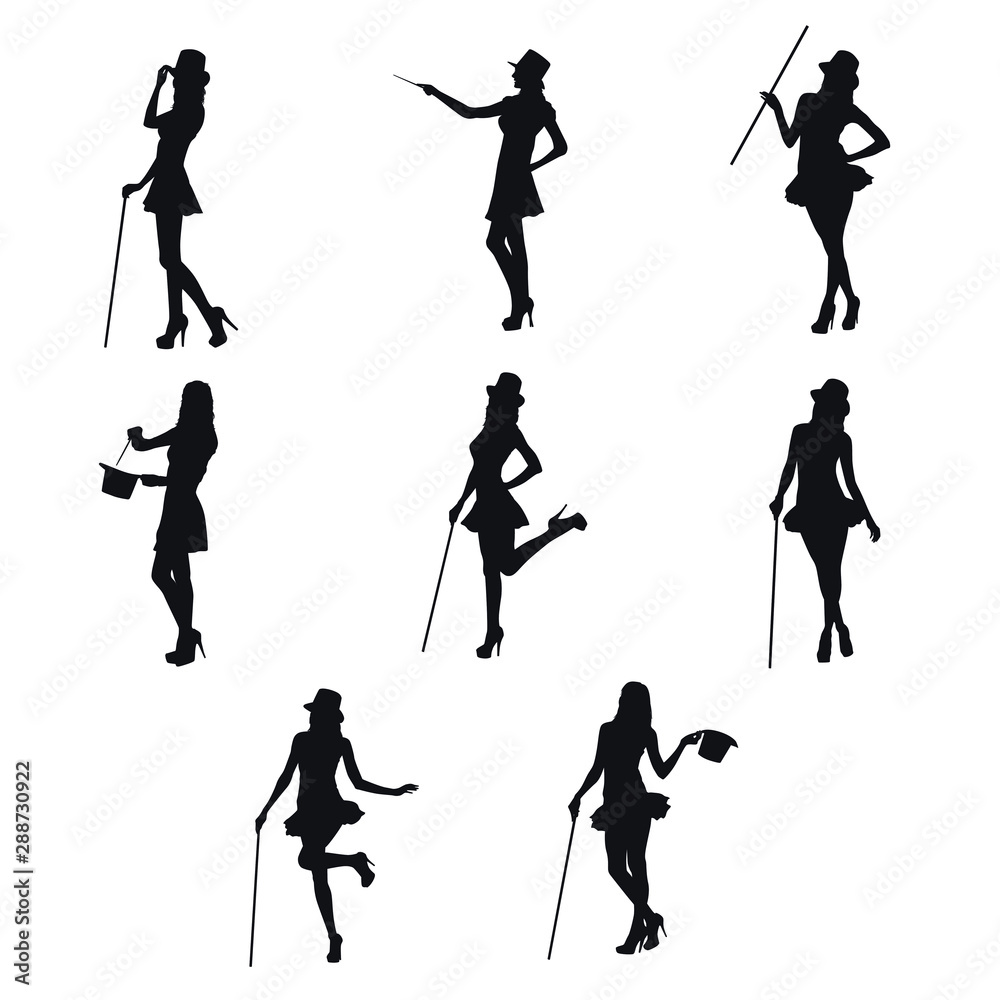 Female Magician Silhouettes