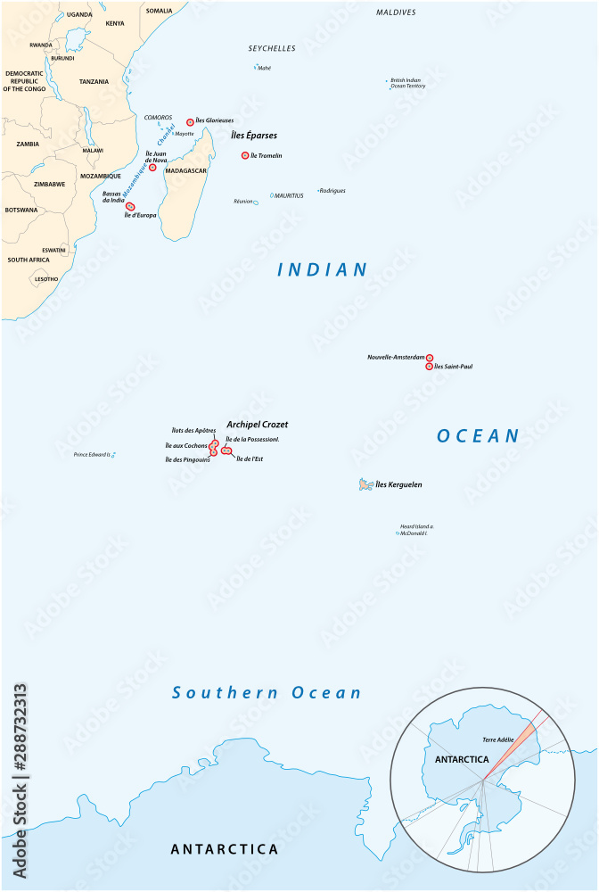 Map of the French Southern and Antarctic Territories