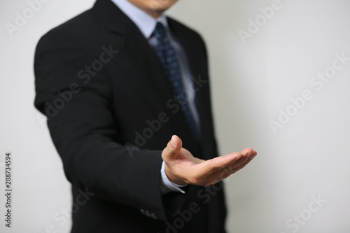 businessman with his hand