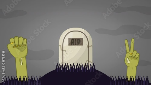 happy halloween celebration with graveyard animation photo