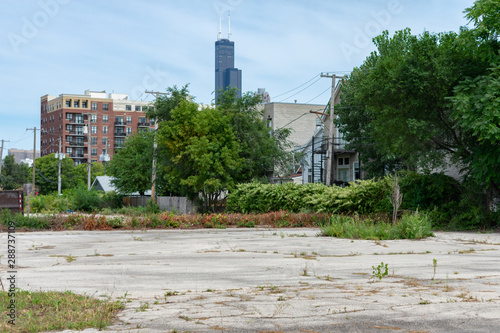 Vacant Lot near Residential Buildings in Pilsen Chicago