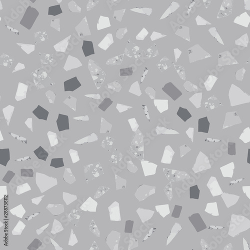 Terrazzo seamless pattern design on gray background.