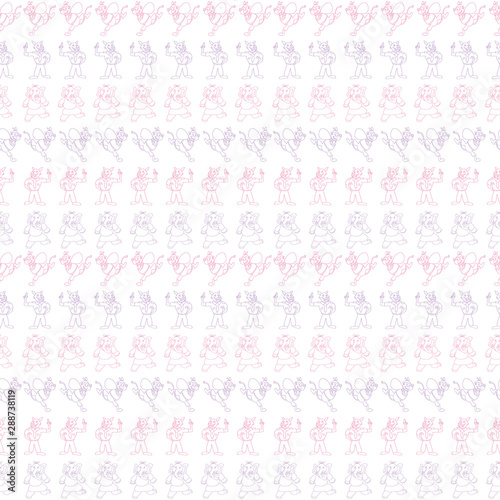 Fototapeta Naklejka Na Ścianę i Meble -  Vector white texture-like horizontal anthropomorphic characters seamless pattern background