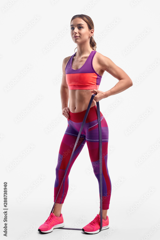 Strong athlete with resistance band