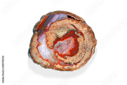 Photos agate rouge tranche de pierre polie brillante