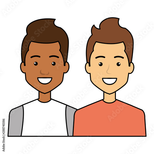 young interracial men friends with urban style characters