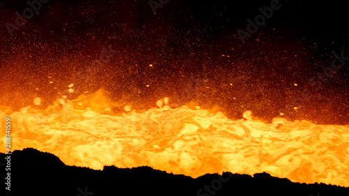 molten iron flows out of the blast furnace