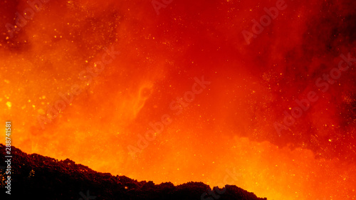 molten iron flows out of the blast furnace