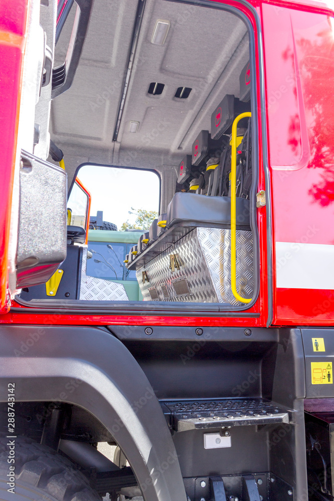 Cab fire engine close-up