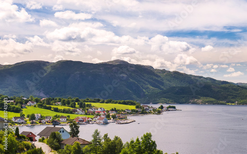 Norwegian fjord and mountains in summer. Lysefjord, Norway