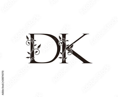 Initial letter D and K, DK, vintage Logo Icon, classy black letter monogram logo icon suitable for boutique,restaurant, wedding service, hotel or business identity.