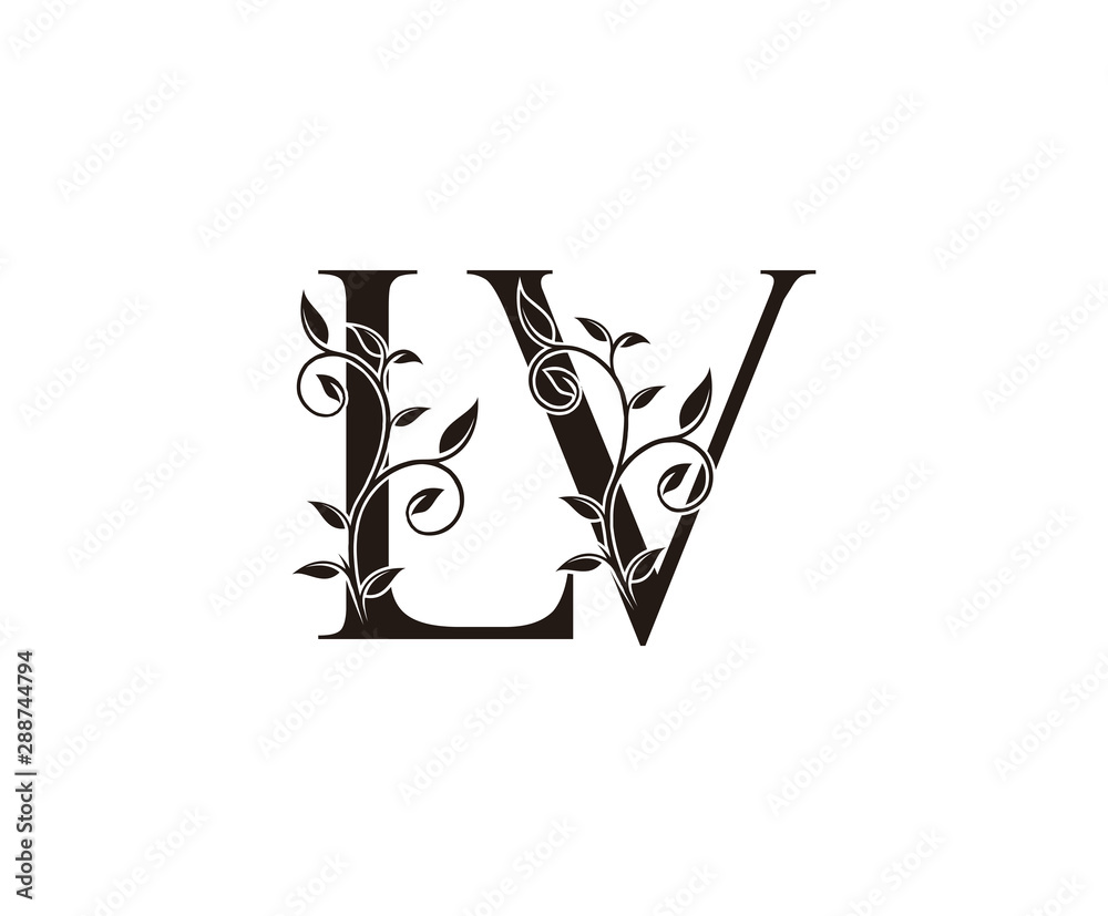 Alphabet letters Initials Monogram logo LV, L, and V Stock Vector