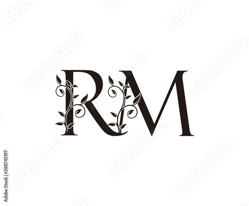 Initial letter R and M, RM, vintage Logo Icon, classy black letter monogram logo icon suitable for boutique,restaurant, wedding service, hotel or business identity.