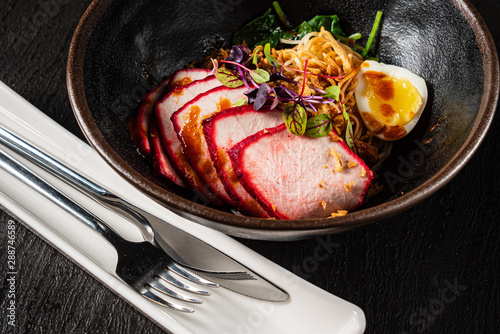 pork Chashu with noodle and egg photo