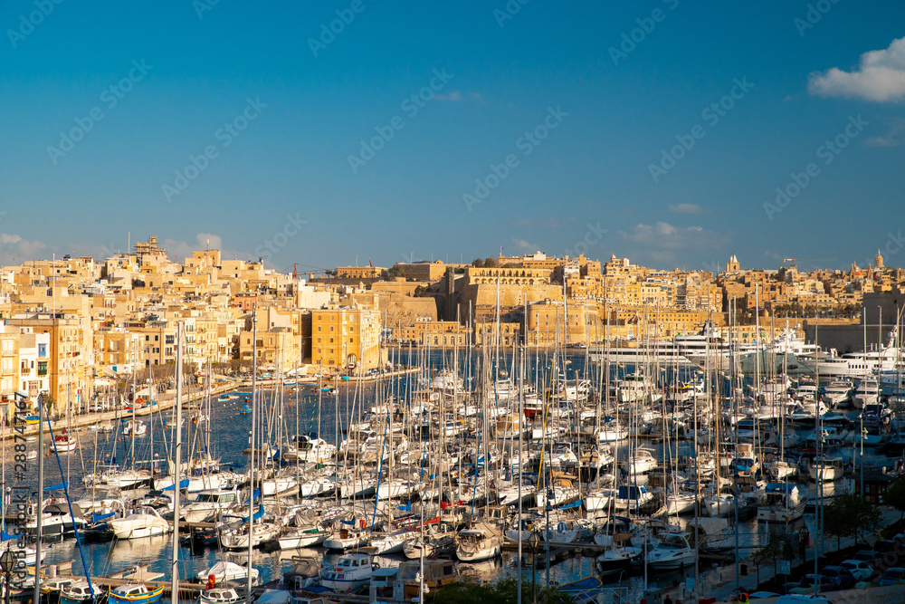 Malta. Birgu bay with yachts