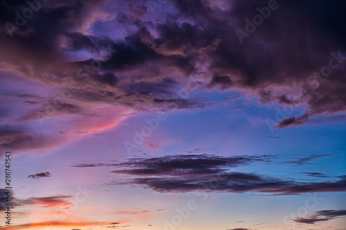 Beautiful evening sky with clouds, sunset. © tbralnina
