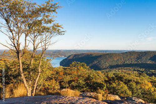 Looking down on the Hudson River and Valley in autumn