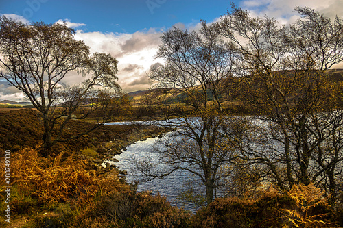Autumn at Loch Muick in Royal Deeside. Ballater, Aberdeenshire, Scotland, UK. Cairngorms National Park.
