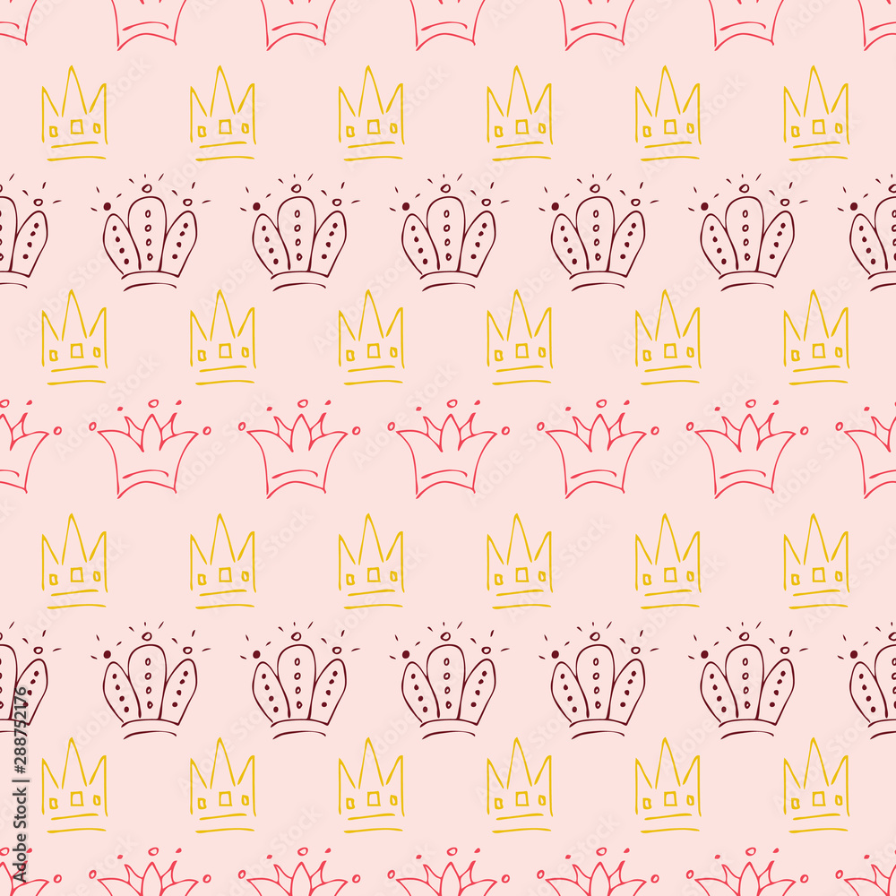 Seamless pattern of doodle queen or king crowns Seamless pattern of doodle queen or king crowns