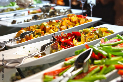 Obraz na plátne healthy food and salad bar selection of appetizer typically found at restaurant
