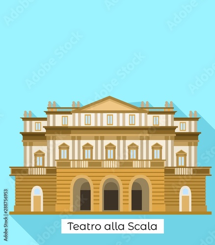 Milan teatro alla Scala icon. Flat illustration of Milan teatro alla Scala vector icon for web design