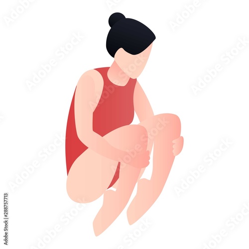 Girl jump in pool icon. Isometric of girl jump in pool vector icon for web design isolated on white background