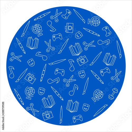 Collection of high quality white outline icons for web site design and mobile apps. Vector illustration on a blue background