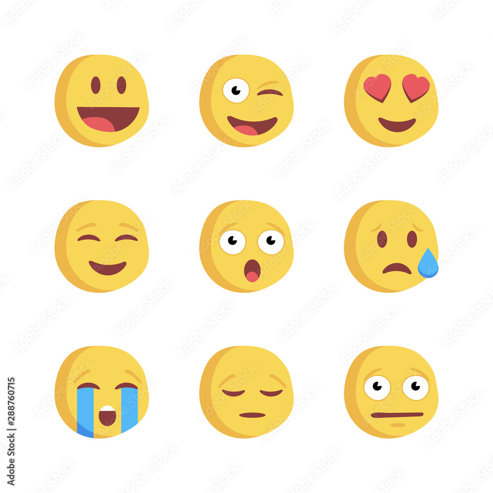 Fototapeta premium Emoji social network reactions icon, vector illustration