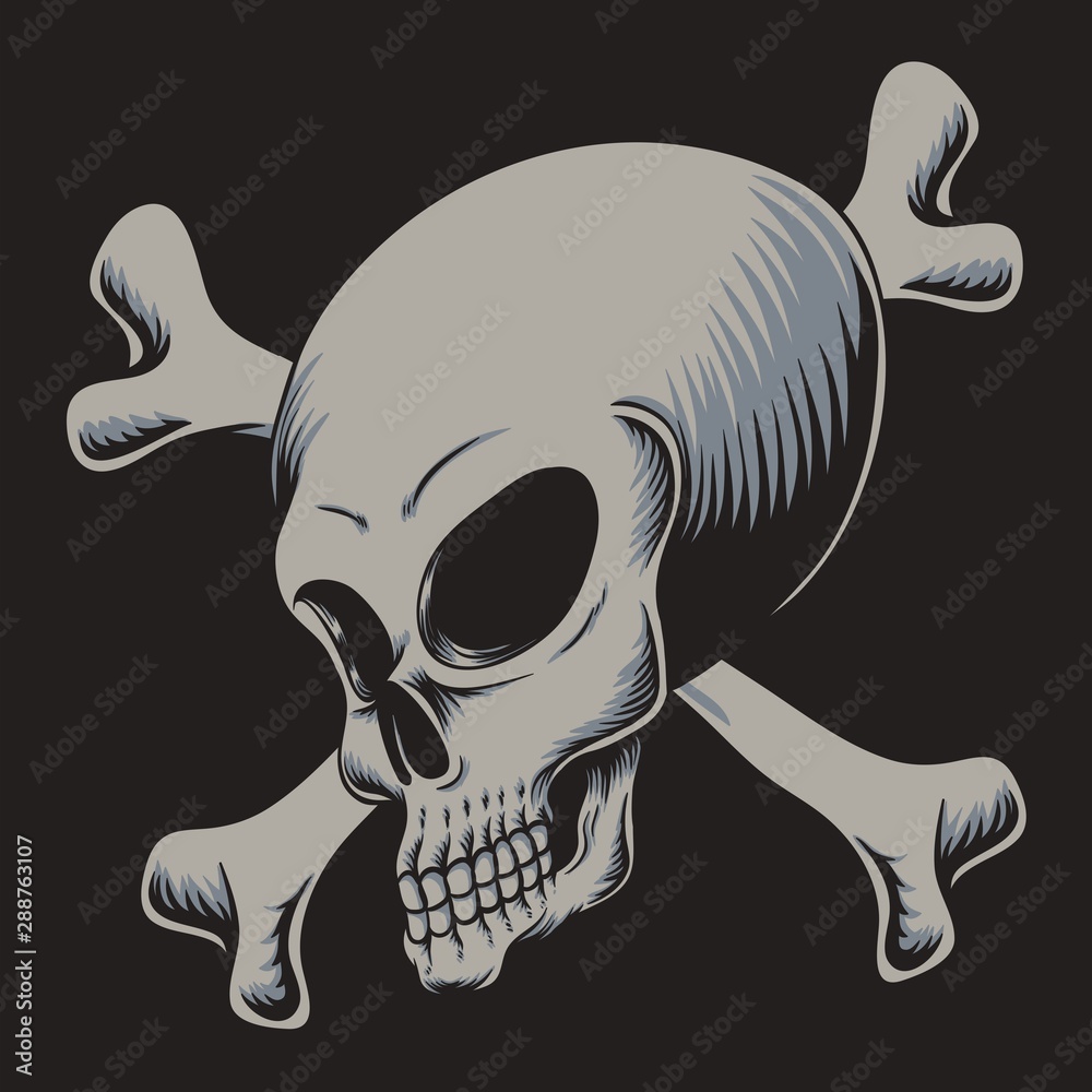 Alien skull crossed bone vector illustration Stock Vector | Adobe Stock