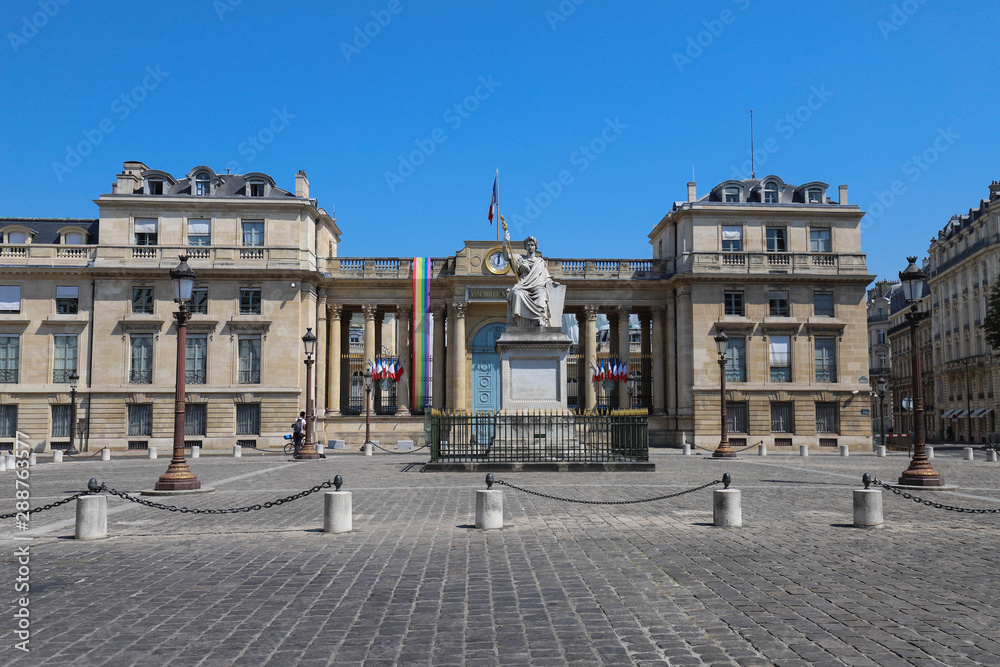 The French national Assembly decorated with rainbow LGBT flag , Paris, France The French national Assembly decorated with rainbow LGBT flag , Paris, France