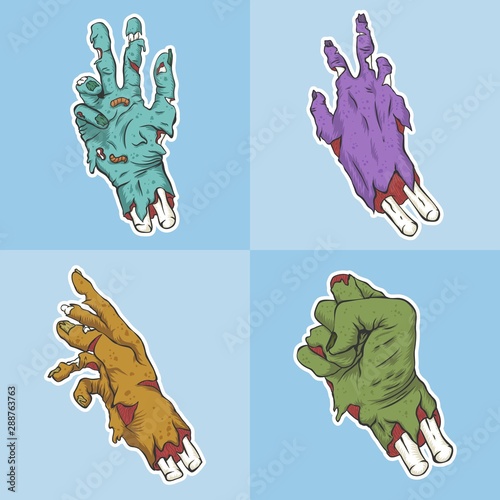 hand zombie set collection vector illustration