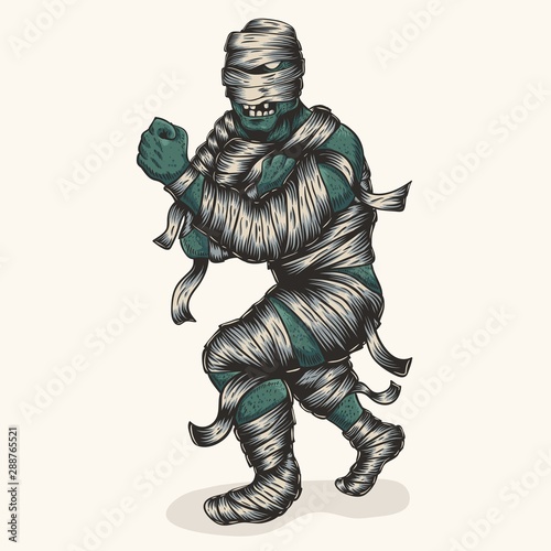 zombie mummy fighter vector illustration