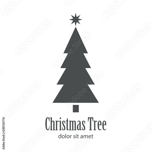 Logotipo con texto Christmas Tree con árbol abstracto con varias ramas en color gris © teracreonte