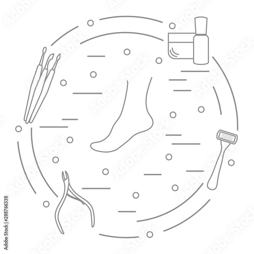 Pedicure tools and products for beauty and care.