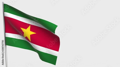 Suriname waving flag animation on Flagpole.