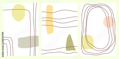 Abstract naive templates with simple geometric figures and lines. Creative vector background for cover, flyer, invitation, banner, brochure, poster, card, etc.