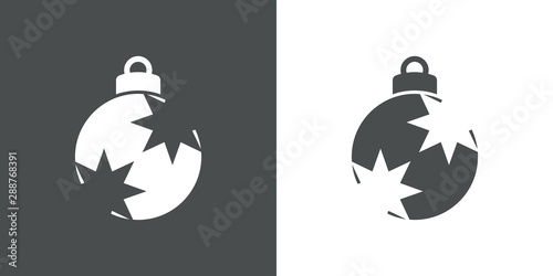 Icono plano bola de navidad con dos estrellas en gris y blanco