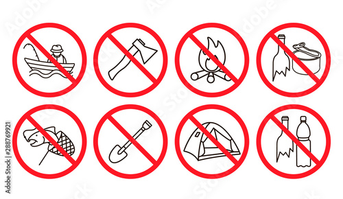 set prohibition signs for tourists