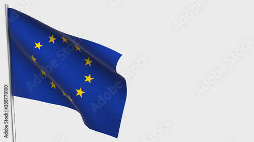 European Union waving flag illustration on flagpole.