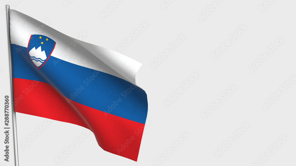 Fototapeta premium Slovenia waving flag illustration on flagpole.