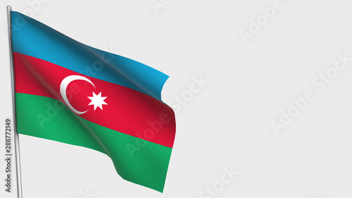 Azerbaijan waving flag illustration on flagpole.