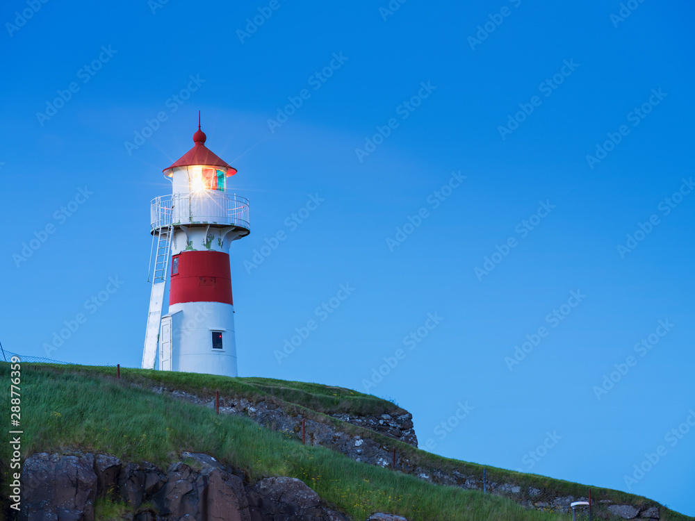 lighthouse with twilight sky on Faroe islands Big size