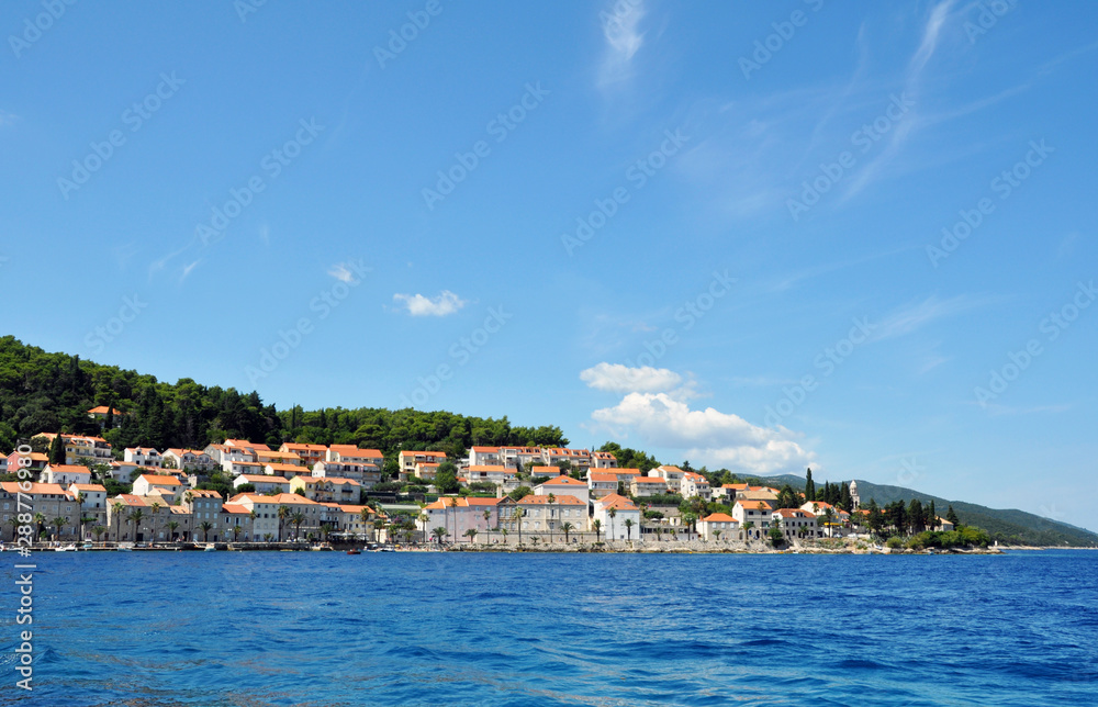 Landscape of the ancient city of Korcula in the Adriatic sea, off the coast of Croatia.
