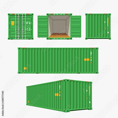 green container set on white