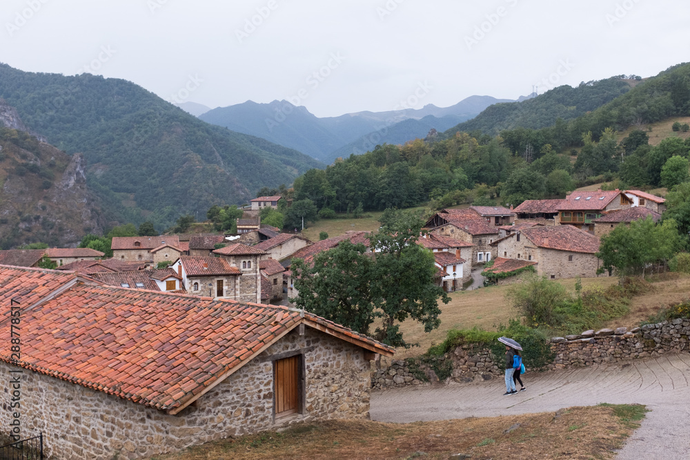 Landscape of Mogrovejo, town of Cantabria, Spain