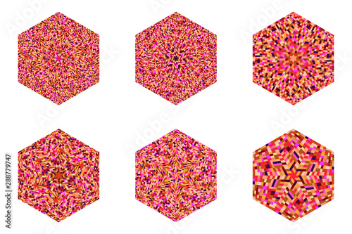 Isolated tiled mosaic hexagon symbol collection - geometrical hexagonal vector designs elementss with geometric shapes